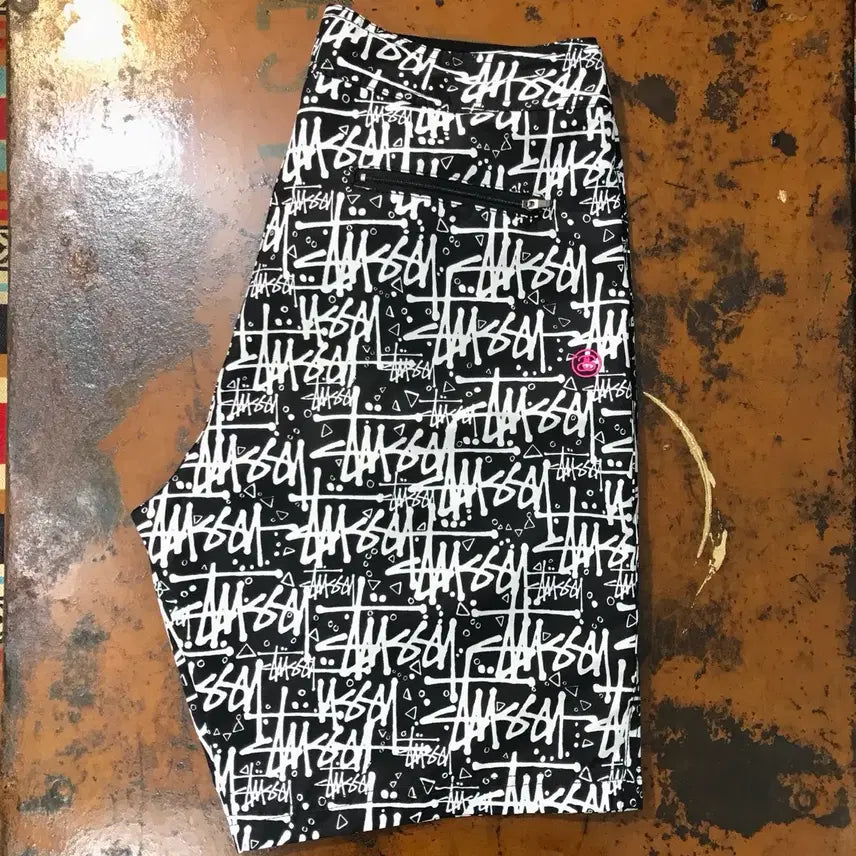 [BUNJANG] Stussy Graphic Print Banding Swim Shorts / 스투시 그래픽 프린팅 밴딩 스윔 숏 팬츠 반바지 허리 33 35 사이즈