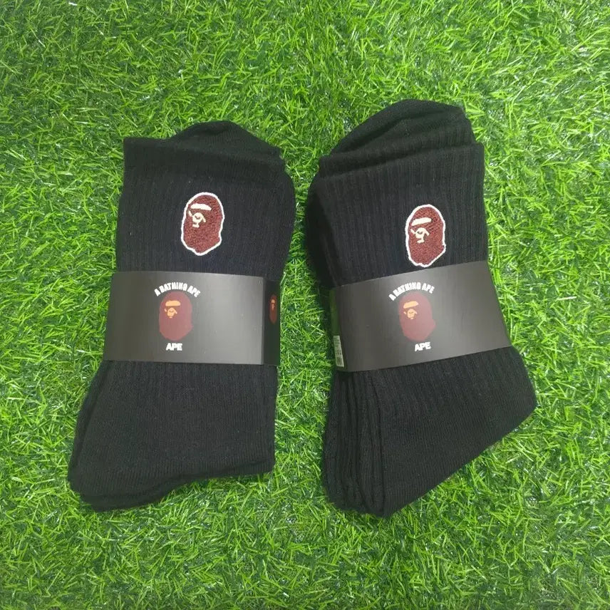 [BUNJANG] BAPE Signature Logo Socks (Black) - 12 Pairs / 베이프 양말 블랙