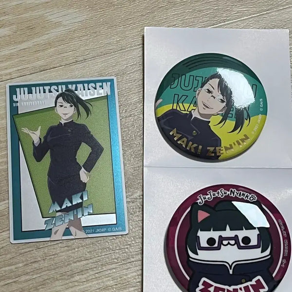 [BUNJANG] Jujutsu Kaisen Maki Badge + Acrylic Card Set / 주술회전 마키 뱃지+아크릴카드