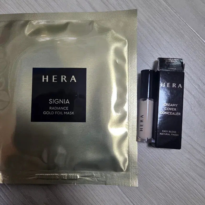 [BUNJANG] Hera Signia Gold Foil Mask & Creamy Cover Concealer Bundle / 헤라 시그니아팩+컨실러