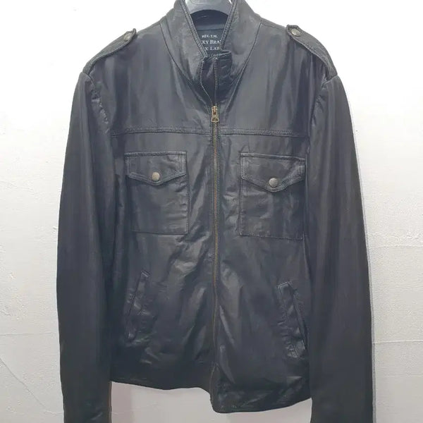 [BUNJANG] Lucky Brand Black Label Genuine Lambskin Leather A-2 Bomber Jacket / [실사이즈100] 럭키브랜드 블랙라벨 천연 양가죽 A-2 봄버 자켓 (정품)