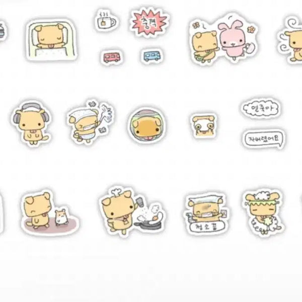 [BUNJANG] Pink Club Ne-meong's Day Kiss Cut Stickers / 귀여워핑크클럽 네멍이의 하루 키스컷 띵