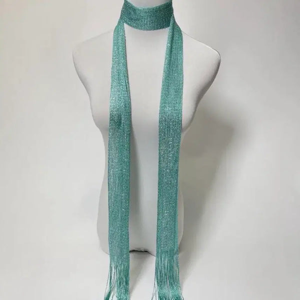 [BUNJANG] Mint Glitter Scarf with Tassel / 민트 글리터 스카프