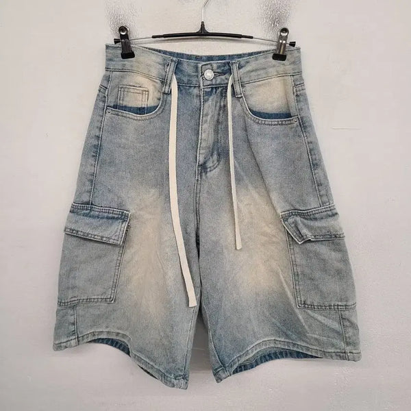 [BUNJANG] 25 inch Washing Denim Half Cargo Pants / [25 inch] N.Z 워싱 데님 하프 카고 팬츠