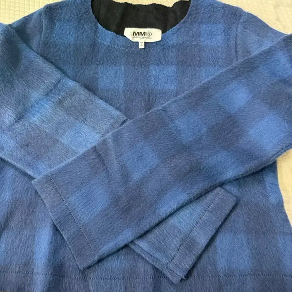 [BUNJANG] MM6 Maison Margiela Check Knit Blue / MM6 메종마르지엘라 체크 니트 블루
