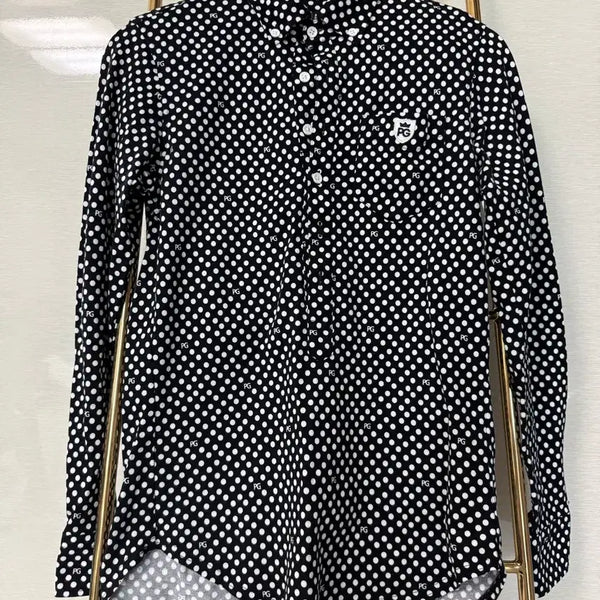 [BUNJANG] Pearly Gates Golf Women's Shirt - Black White Dot Pattern / 파리게이츠 골프여성셔츠 검정 화이트 도트