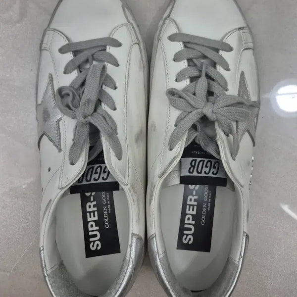 [BUNJANG] Golden Goose Superstar Sneakers White Silver Tab Size 37 / (정품) 골든구스 슈퍼스타 화이트 실버탭 스니커즈 사이즈37w