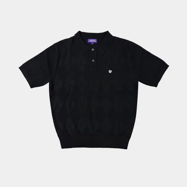 [BUNJANG] LABROS Symbol Logo Knit Polo Shirt (Black Argyle) / [XL] LABROS Symbol Logo Knit Polo (Black Argyle)