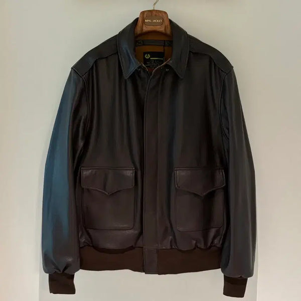 [BUNJANG] Real Leather Jacket Brown / 리얼 레더 자켓 브라운