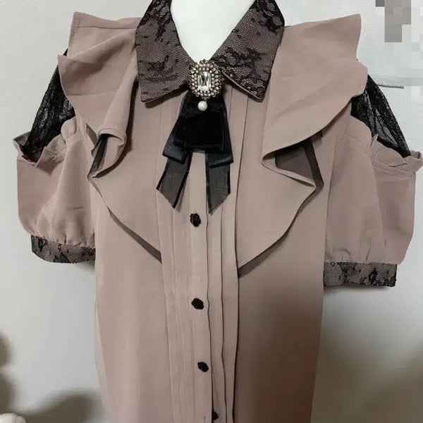 [BUNJANG] Off-Shoulder Short Sleeve Blouse / 양산형 지뢰계 오프숄더 블라우스 반팔블라우스