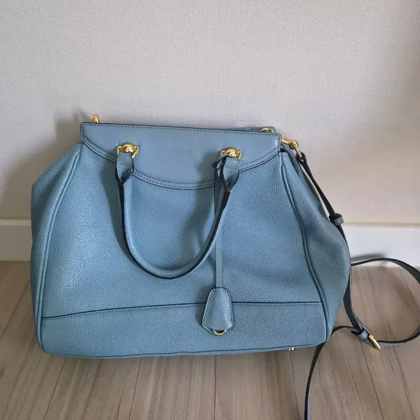 [BUNJANG] Lovecat Sky Blue Leather Tote Bag / 러브캣 스카이 블루 토트백 가방