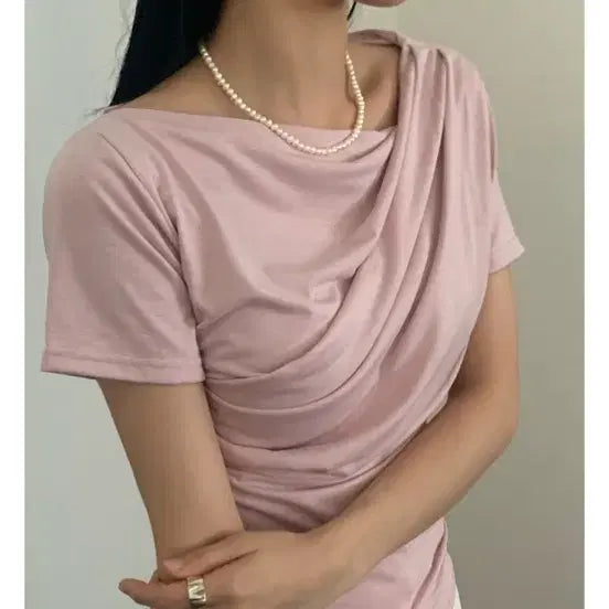 [BUNJANG] Pink Drape T-Shirt / 핑크 드레이프 티 (새상품)