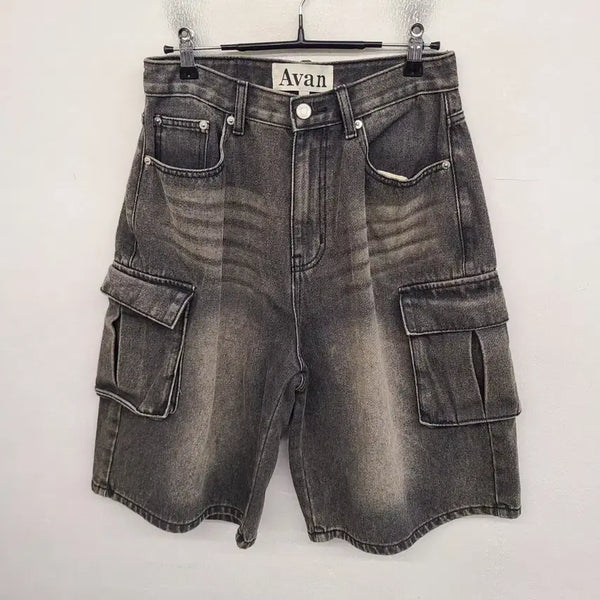 [BUNJANG] Urban Dress Washing Cargo Denim Half Pants (26 inch) / [26 inch] 어반드레스 워싱 카고 데님 하프 팬츠