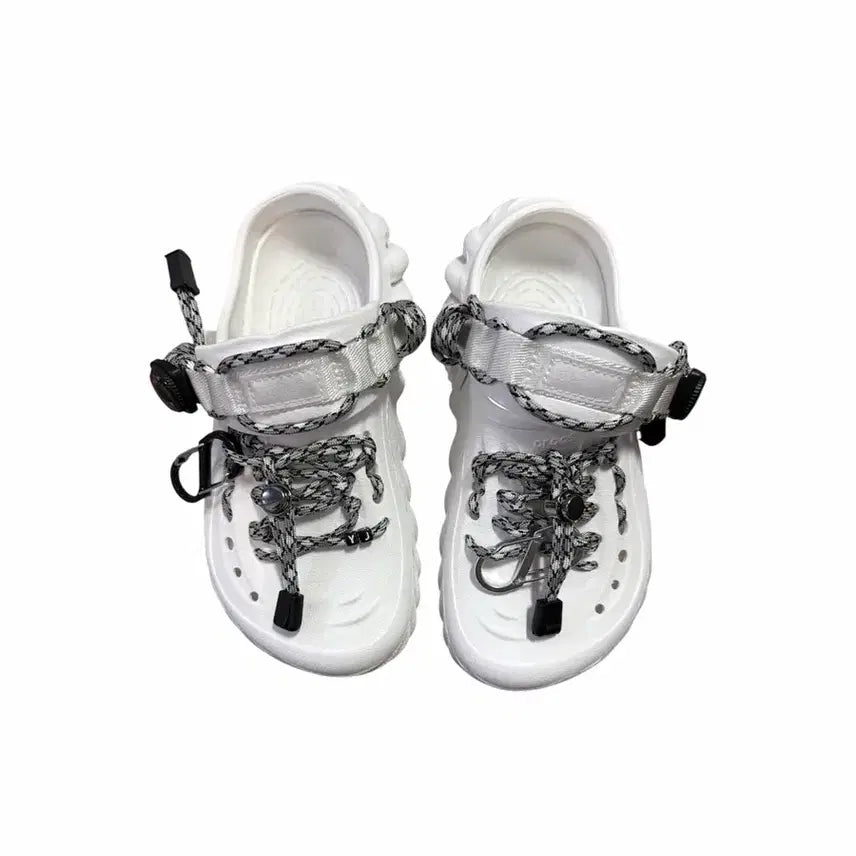 [BUNJANG] Crocs Echo Clog White Paracord Custom (US 5) / 크록스 에코 클로그 화이트 240 파라코드 커스텀