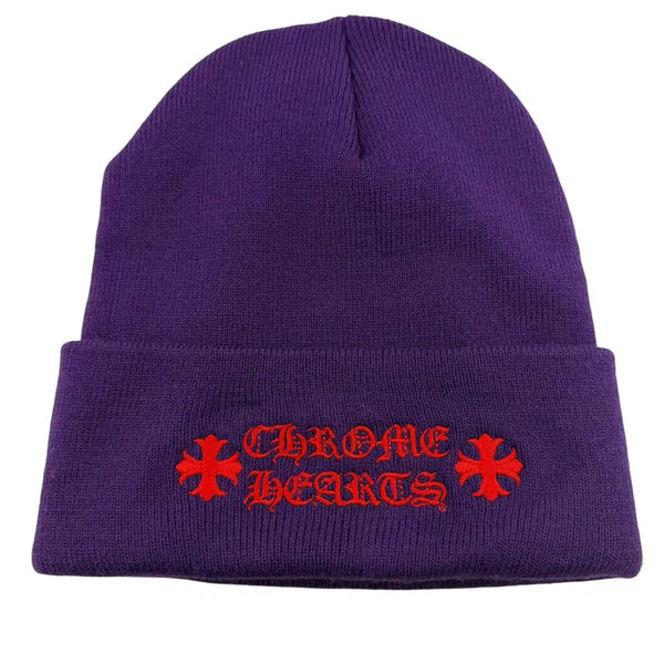 [BUNJANG] Chrome Hearts Lettering Embroidery Beanie Purple / [2nd_dosan] 크롬하츠 레터링 자수 비니 퍼플