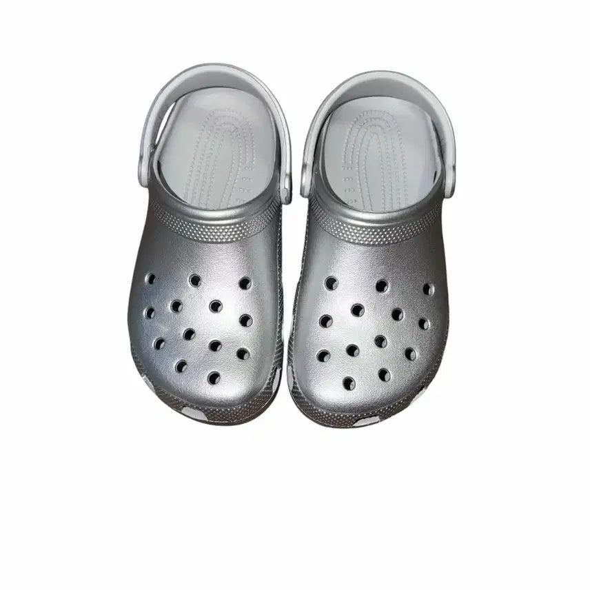 [BUNJANG] Crocs Classic Clog Glitter Silver Metallic / 크록스 클래식 클로그 글리터 실버 메탈릭