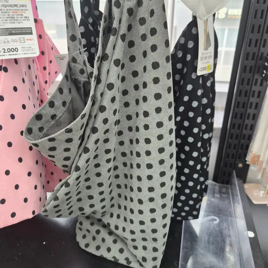 [BUNJANG] Daiso Polka Dot Eco Bag Shoulder Bag / 다이소 도트 땡땡이 에코백 숄더백 가방