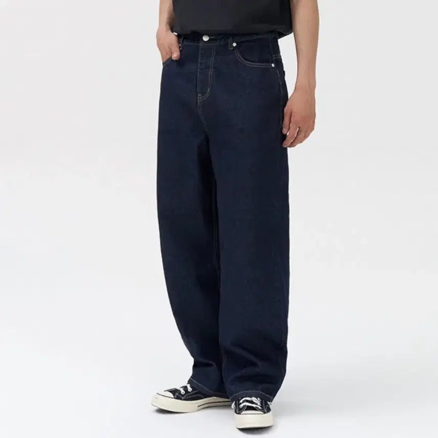 [BUNJANG] Topi Balloon Fit Denim Wide Pants Indigo / 토피 벌룬핏 데님 와이드 팬츠 인디고