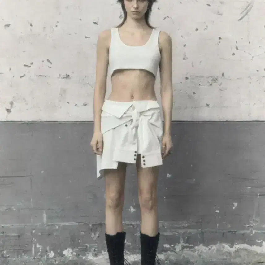 [BUNJANG] Bohemian Seoul Asymmetrical Shirt Skirt Ivory / 보헤미안서울 스커트