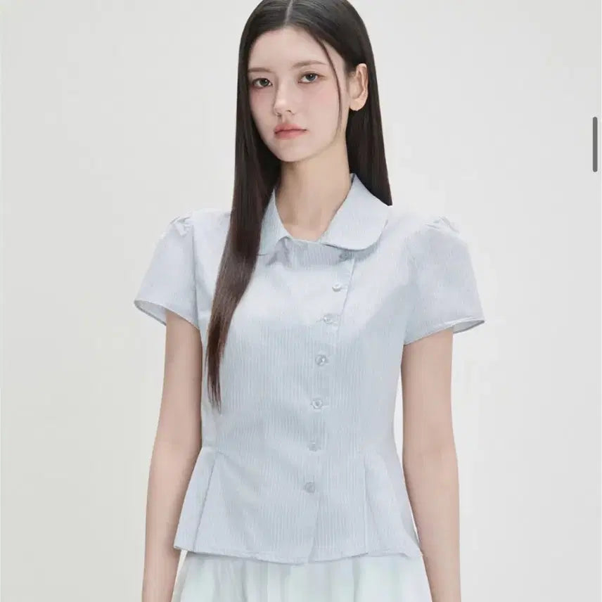 [BUNJANG] MIXXO Round Collar Striped Shirt / 미쏘 라운드카라 스트라이프 셔츠