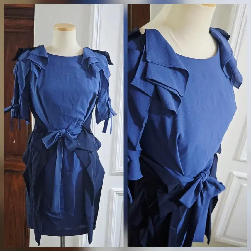 [BUNJANG] BomVix MMoore Chiffon Dress Navy / 새상품급/봄빅스엠무어/쉬폰 원피스
