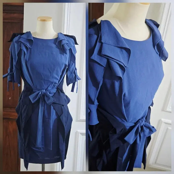 [BUNJANG] BomVix MMoore Chiffon Dress Navy / 새상품급/봄빅스엠무어/쉬폰 원피스