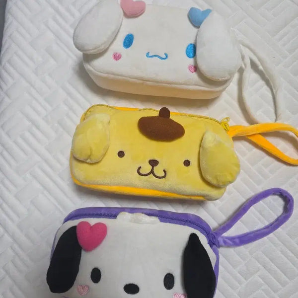 [BUNJANG] Sanrio Cinnamoroll, Pompompurin, Pochacco Pencil Case Pouch 3 Types Bundle Set / 산리오 시나모롤, 폼폼푸린, 포차코 필통 파우치 3종 일괄