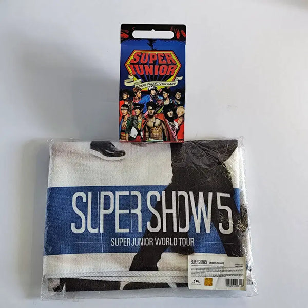 [BUNJANG] Super Junior 2012 Star Collection Card & 2014 Super Show 5 Beach Towel Bundle Set (Sealed) / [미개봉] 슈퍼주니어 2012 스타컬렉션 카드 & 2014 슈퍼쇼5 비치타월 일괄