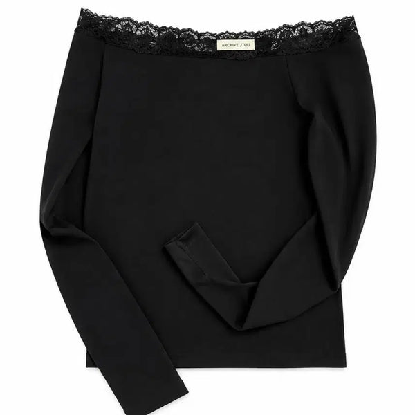 [BUNJANG] Archive J2 Lace Off-Shoulder Top Black / 아카이브 제이투 레이스 오프숄더 탑 블랙