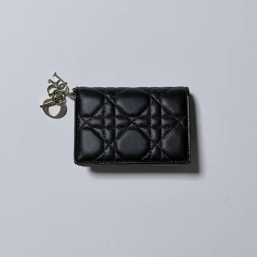 [BUNJANG] Dior Lady Bloom Cannage Card Holder Black / 디올 레이디블룸 까나쥬 카드 지갑 블랙