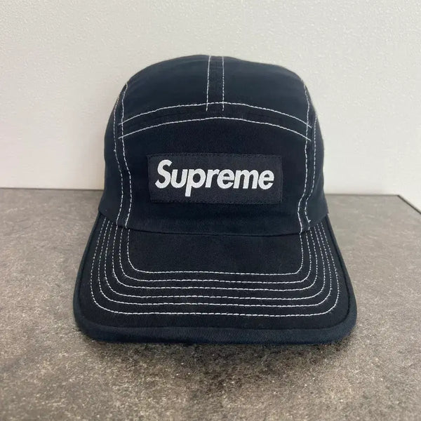 [BUNJANG] Supreme 22SS Two-Tone Twill Box Logo Camp Cap Hat / (OS) 슈프림 박스로고 캠프캡 모자 22SS 투톤 트윌 블랙