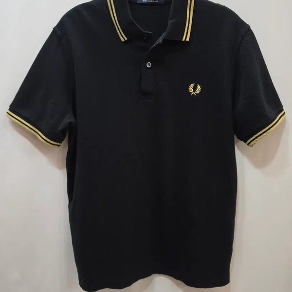 [BUNJANG] Fred Perry Black Gold Stripe Pique Shirt / (정품)프레드페리 블랙 골드 스트라이프 피케 셔츠