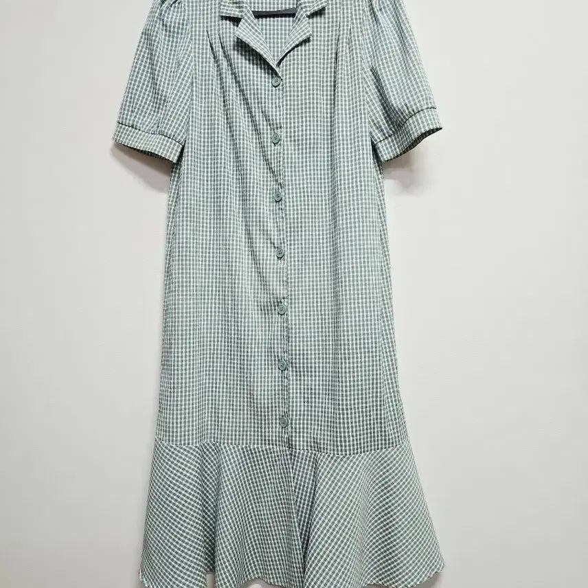 [BUNJANG] JJ JIGOTT Check Pattern Puff Sleeve Shirt Dress / jj지고트 체크 패턴 퍼프 소매 셔츠 원피스