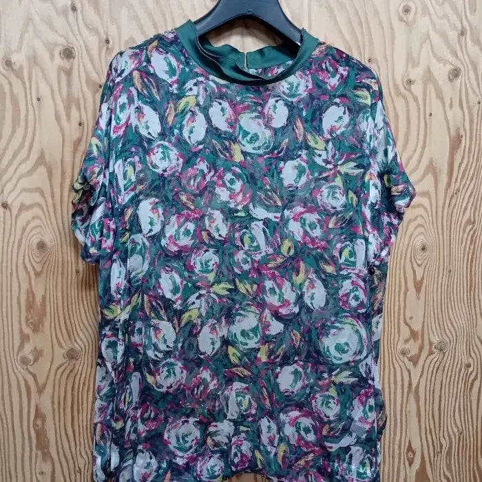 [BUNJANG] Sandro Paris Flower Pattern Silk Blouse / 쁘렝땅 플라워 패턴 실크 블라우스