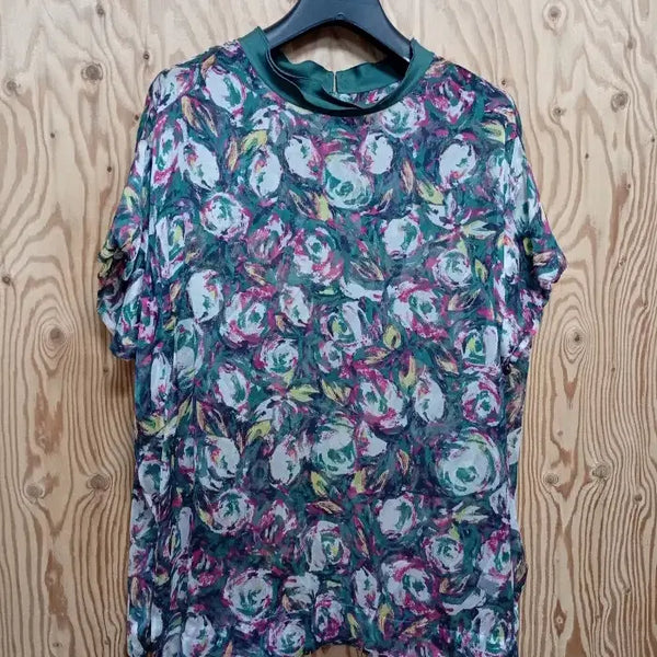 [BUNJANG] Sandro Paris Flower Pattern Silk Blouse / 쁘렝땅 플라워 패턴 실크 블라우스