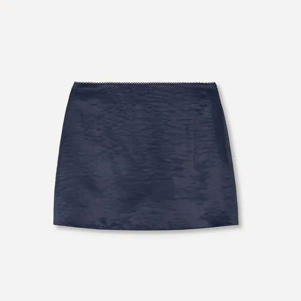 [BUNJANG] Hwase Lace Satin Skirt Navy Small / 호와스 스커트 LACE SATIN 네이비 스몰