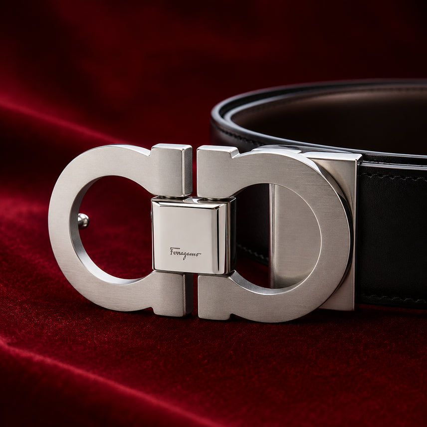 [BUNJANG] Salvatore Ferragamo 1041 Reversible Leather Belt / 페라가모 1041 화이트버클 리버서블 양면 가죽벨트 블랙 브라운 새상품
