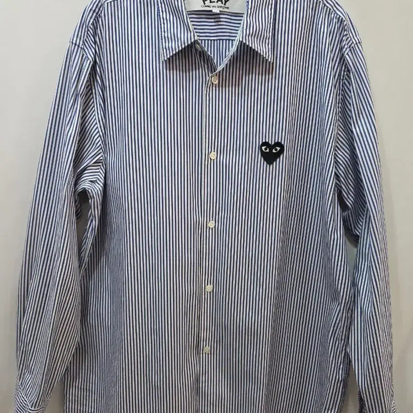 [BUNJANG] Comme des Garçons Men's Blue Stripe Shirt XL / (정품)꼼데가르송 남성 스트라이프 블루 셔츠