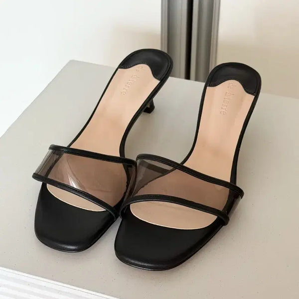 [BUNJANG] de à terre PVC Mule Heels - Size 240 / 수제화 PVC 뮬 힐 240 5cm 1회 착용