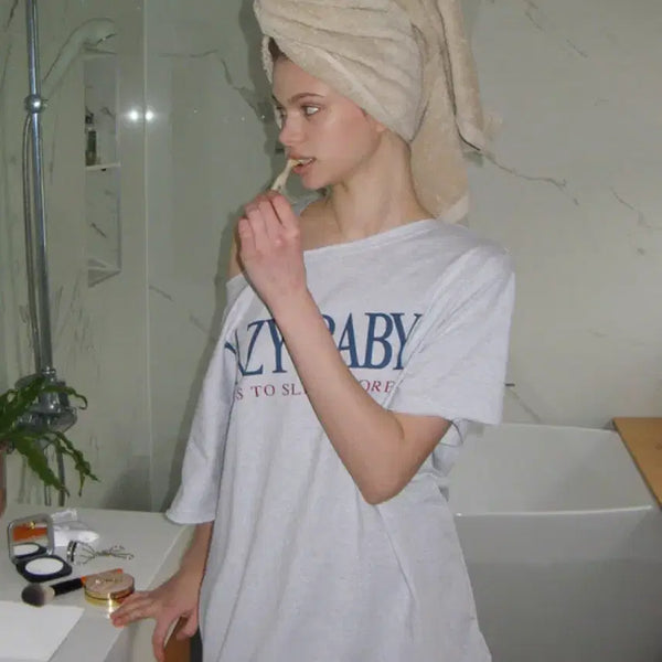 [BUNJANG] Lazy Daisy Lazy Baby Off Shoulder T-Shirt / 레이지지 레이지 베이비 오프숄더 티셔츠