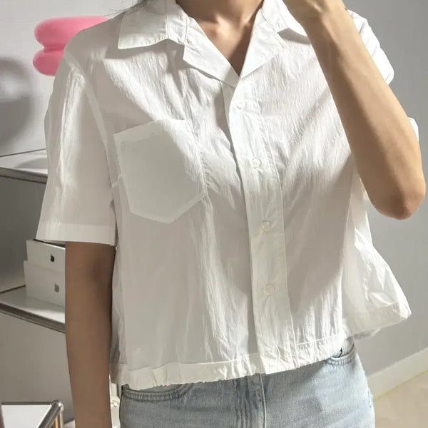 [BUNJANG] ZOOC White Semi-Crop Shirt (Size 55) / 주크 ZOOC 화이트 셔츠 (55)