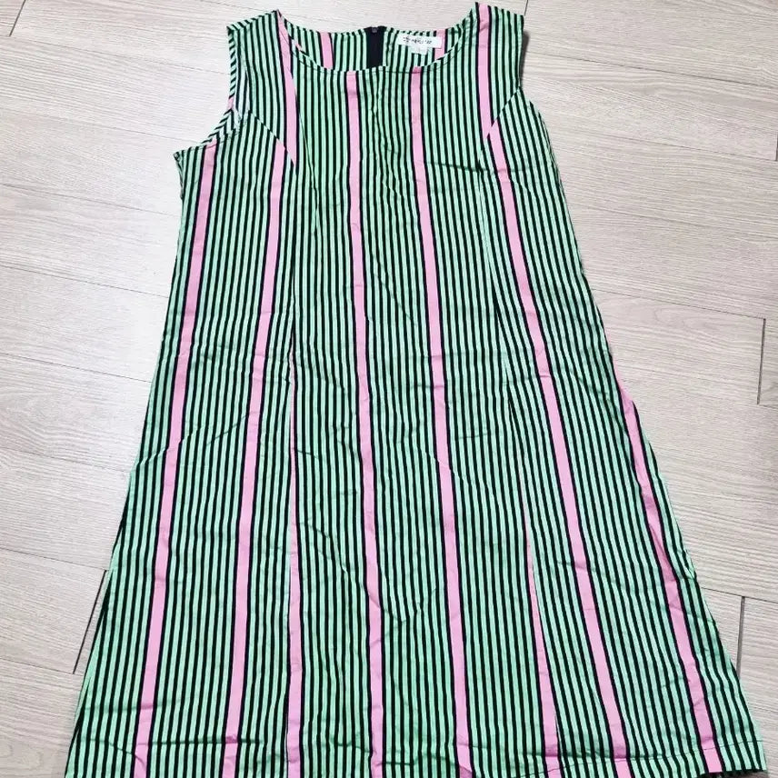 [BUNJANG] Green Pink Stripe Vintage Dress / 그린 핑크 스트라이프 빈티지 원피스