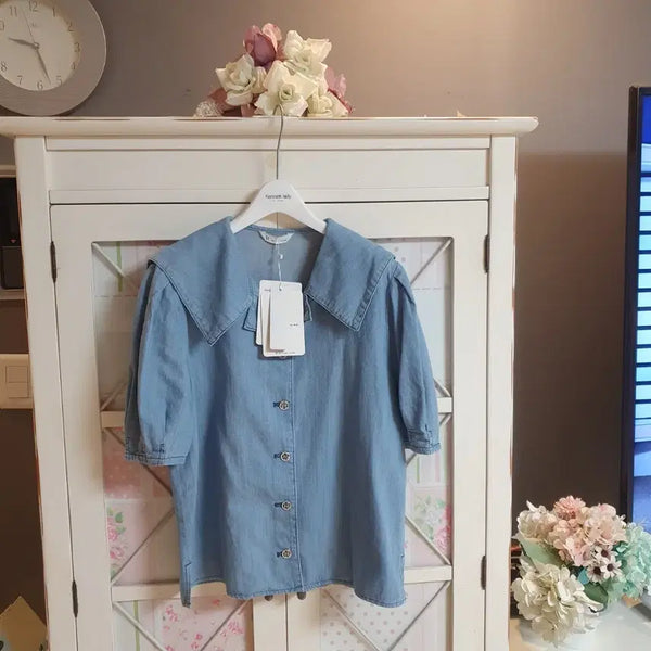 [BUNJANG] It MICHAA Denim Shirt Blouse / 잇미샤 데님 셔츠 블라우스/55-66 새상품