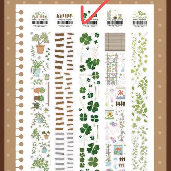 [BUNJANG] Komameringo Four-Leaf Clover Real Flower Kiss Cut Sticker / 코마메링고 - 네잎클로버 생화 키스컷