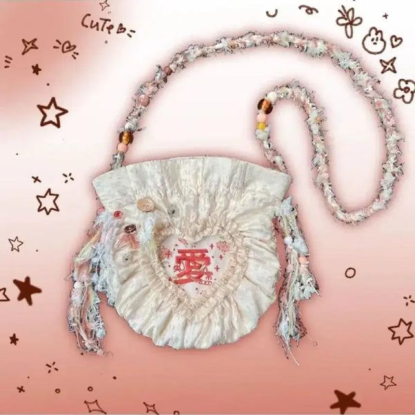 [BUNJANG] sculture Shirring Lace Embroidery Shoulder Bag Crossbody Bag / sculture 에스컬쳐 한자 셔링 레이스 자수 숄더백 크로스백