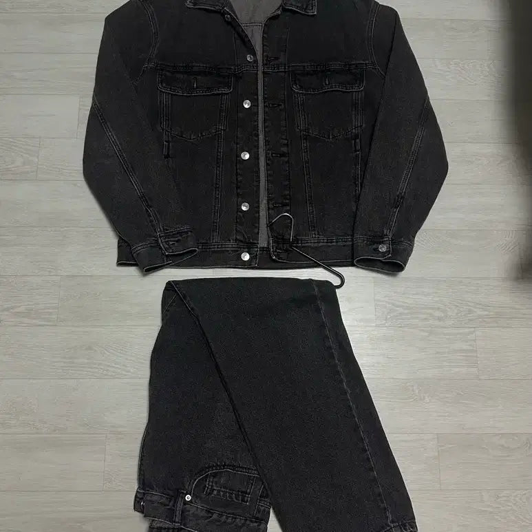 [BUNJANG] 8 Seconds Black Denim Trucker Set XL / 에잇세컨즈 블랙 데님 트러커 세트 XL사이즈