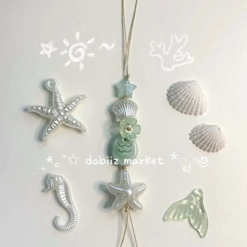 [BUNJANG] Handmade Ocean Themed Bead Keychain / {handmade} 바닷속 비즈 키링
