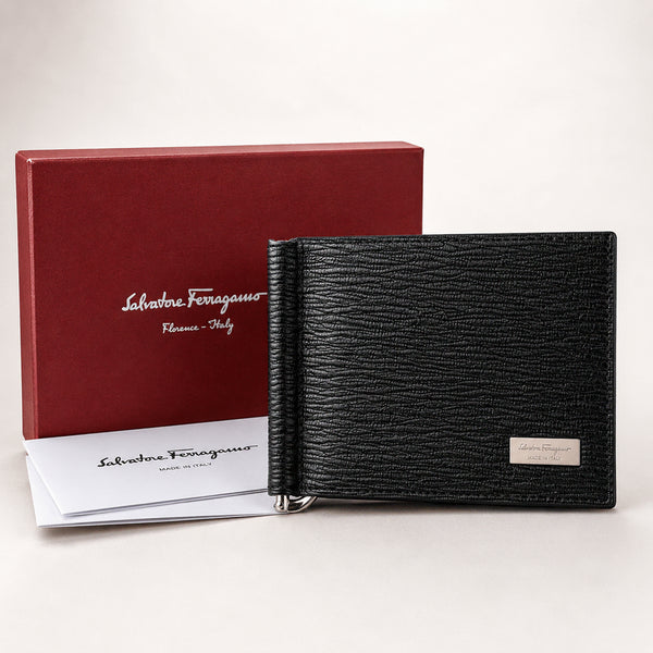 [BUNJANG] Salvatore Ferragamo Steel Money Clip Black Calfskin Wallet / 페라가모 66-9971 0636186 스틸 머니클립 블랙 가죽지갑 새상품