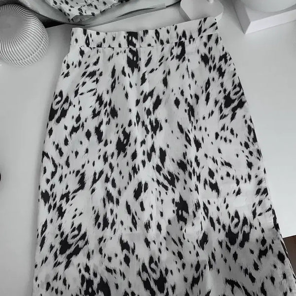 [BUNJANG] Maybe Baby White Leopard Midi Skirt / 메이비베이비 화이트 레오파드 스커트