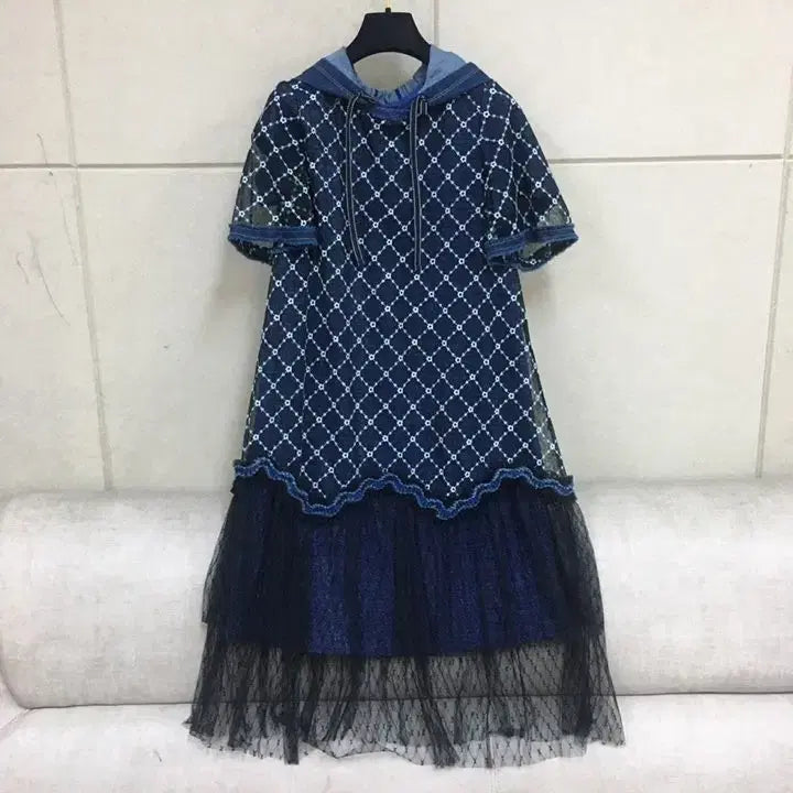 [BUNJANG] Ozzie Coen Denim + Lace Hooded Dress / 한섬 오즈세컨 정품  데님 +레이스 후드 원피스